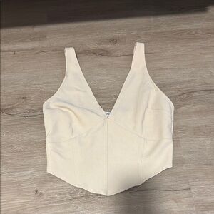 Abercrombie & Fitch Cream V-Neck Crop Top